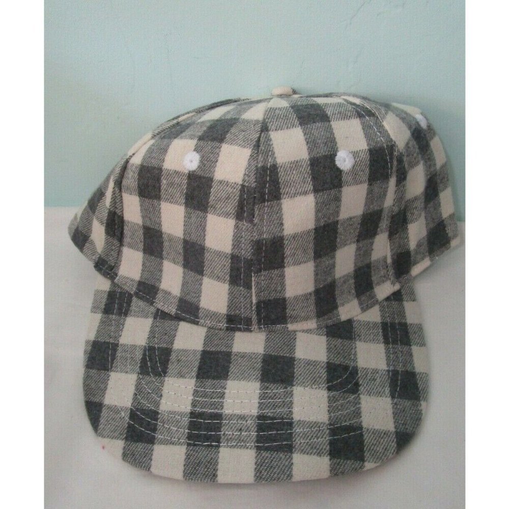 Cocus Pocus Gray Cream Small Buffalo Check Hand Sewn Baseball Cap New MSRP $38